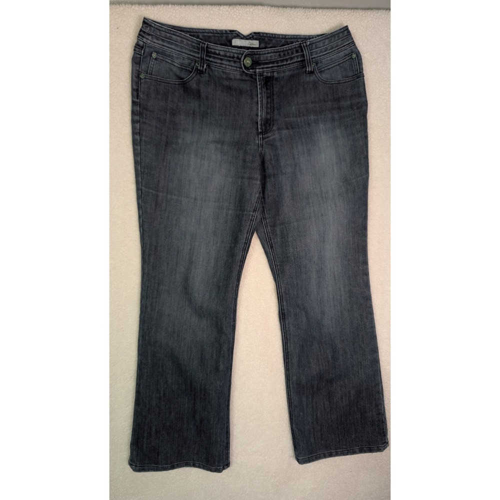 Chico Platinum Jeans womens Sz 3 (XL) dark wash boot cut embellished pockets